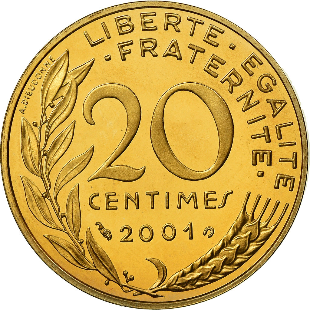 Coin, France, Marianne, 20 Centimes, 2001, Paris, Proof, MS(65-70)