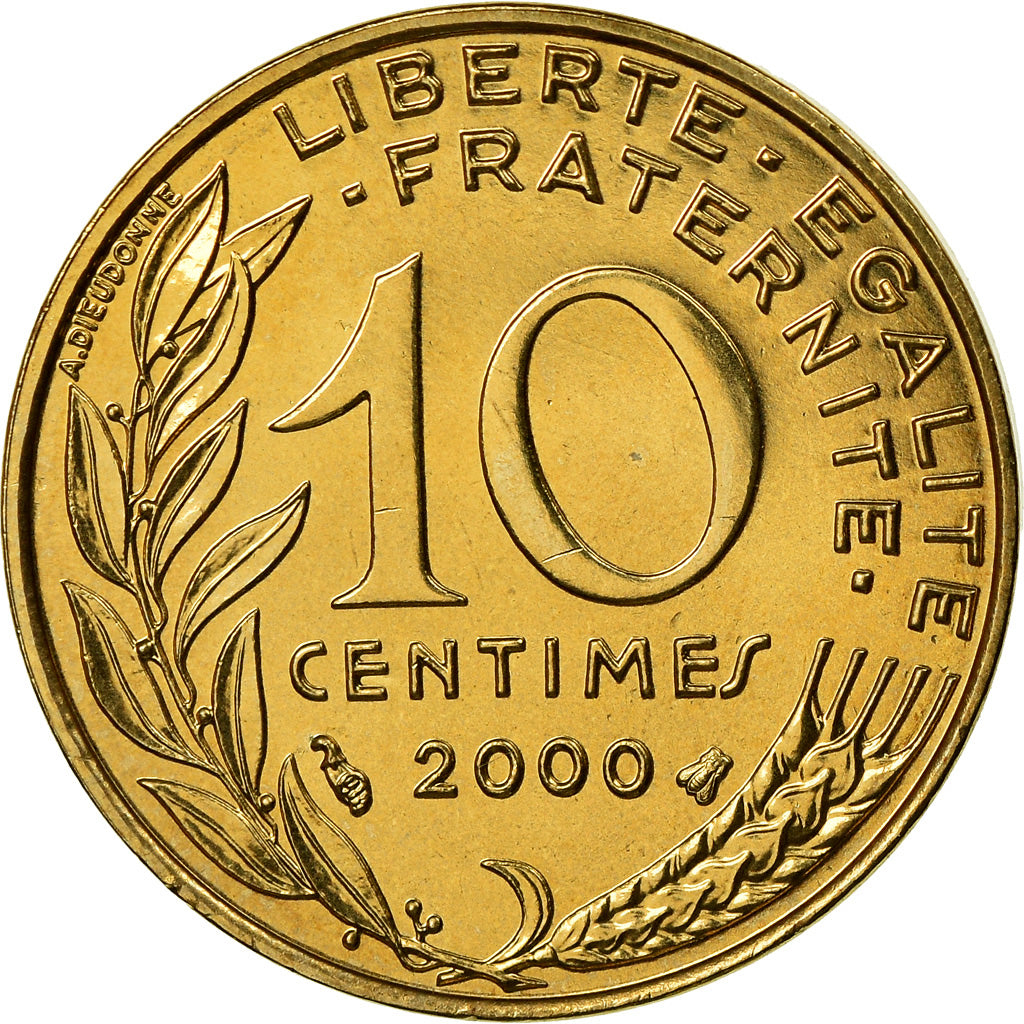 Coin, France, Marianne, 10 Centimes, 2000, Paris, MS(63), Aluminum-Bronze