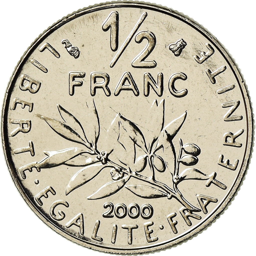 Coin, France, Semeuse, 1/2 Franc, 2000, MS(63), Nickel, KM:931.2, Gadoury:429