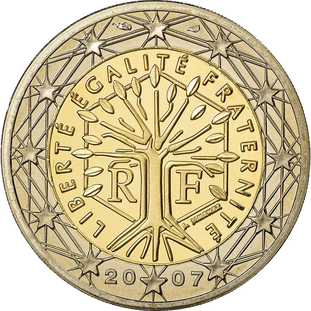 France, 2 Euro, 2007, Proof / BE, MS(65-70), Bi-Metallic, KM:1414