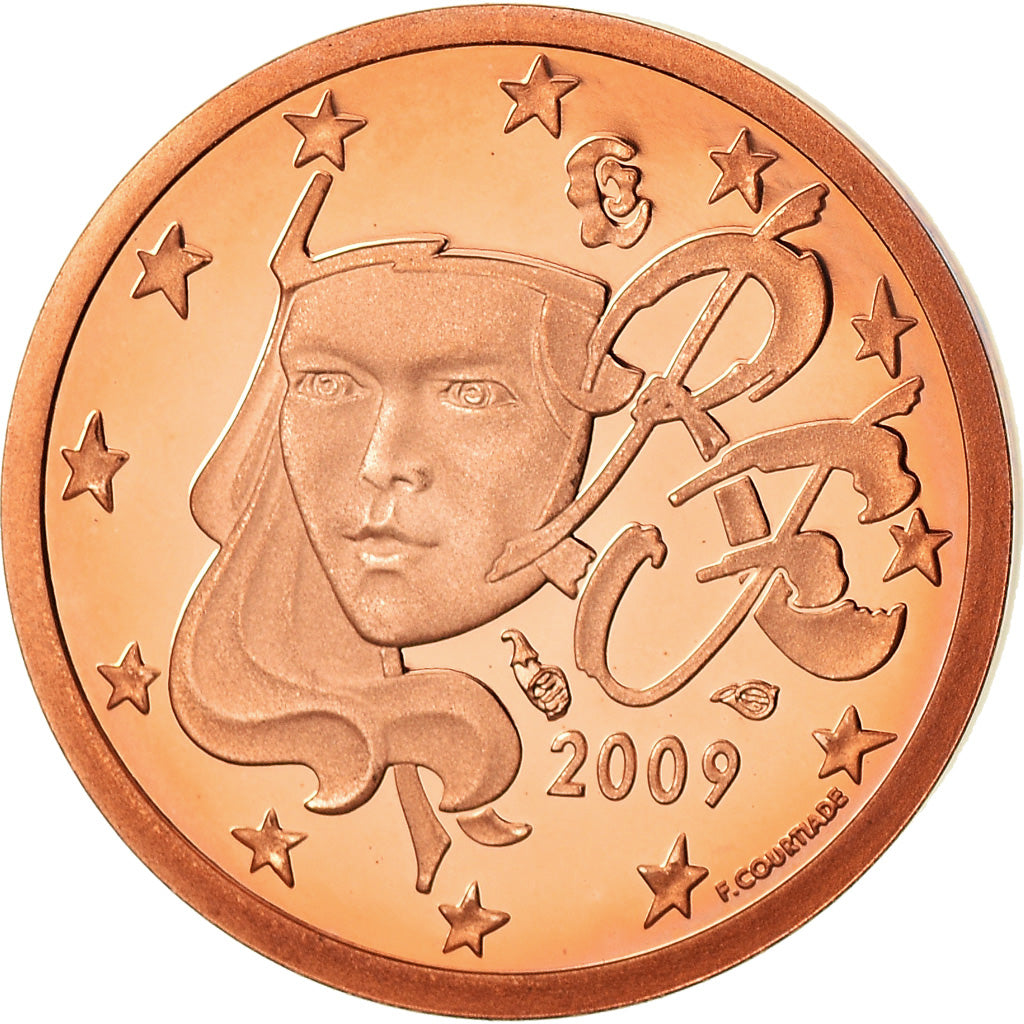 France, Euro Cent, 2009, Proof / BE, MS(65-70), Copper Plated Steel, KM:1282