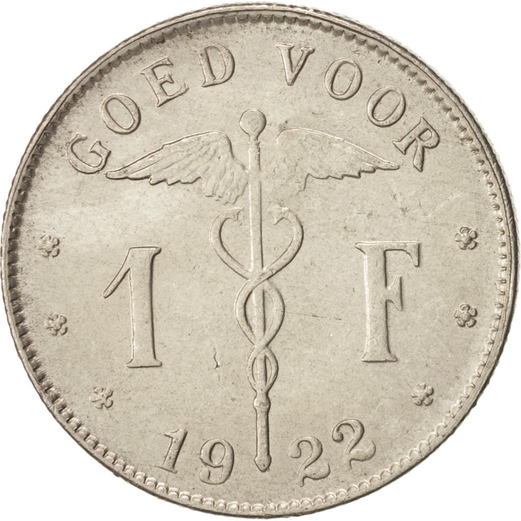 Coin, Belgium, Franc, 1922, AU(55-58), Nickel, KM:90