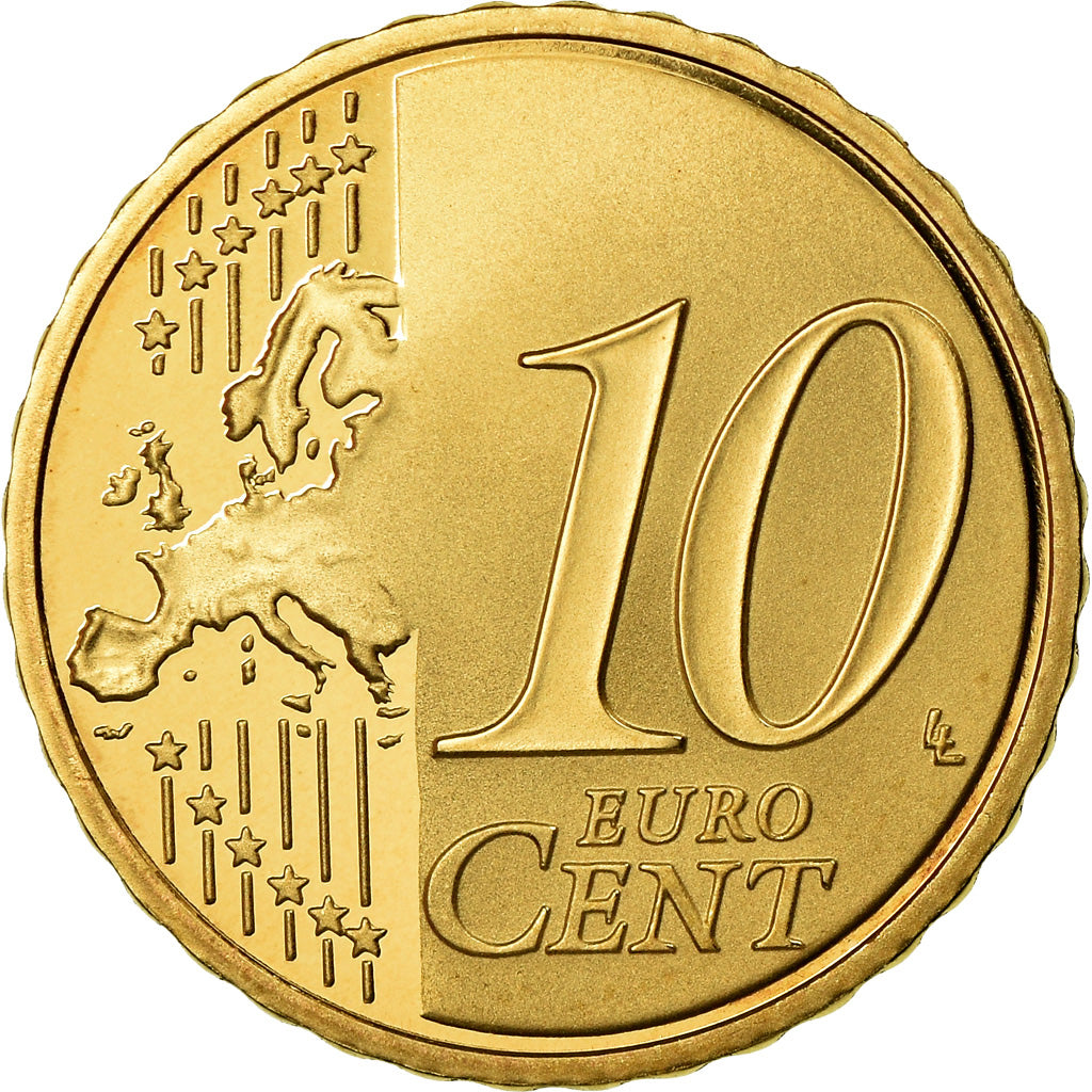 France, 10 Euro Cent, 2009, Proof / BE, MS(65-70), Brass, KM:1410