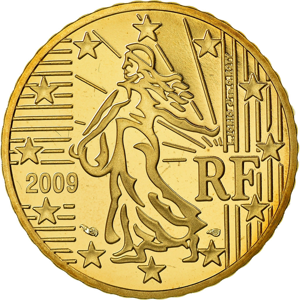 France, 50 Euro Cent, 2009, Proof / BE, MS(65-70), Brass, KM:1412