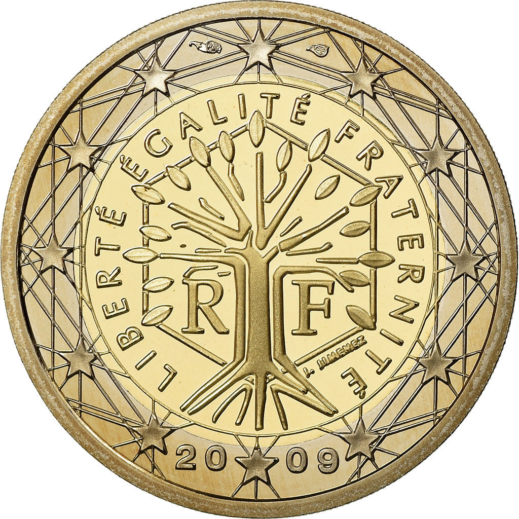 France, 2 Euro, 2009, Proof / BE, MS(65-70), Bi-Metallic, KM:1414