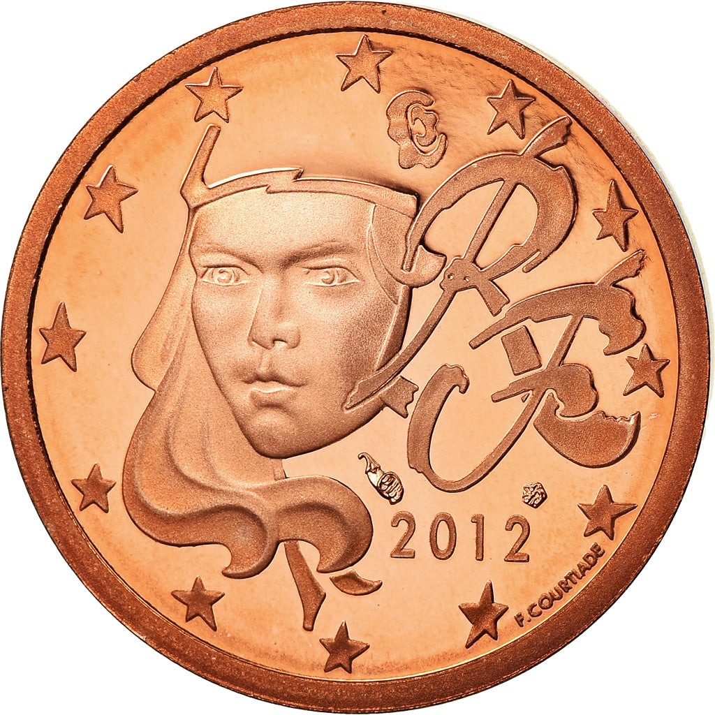 France, 2 Euro Cent, 2012, Proof / BE, MS(65-70), Copper Plated Steel, KM:1283