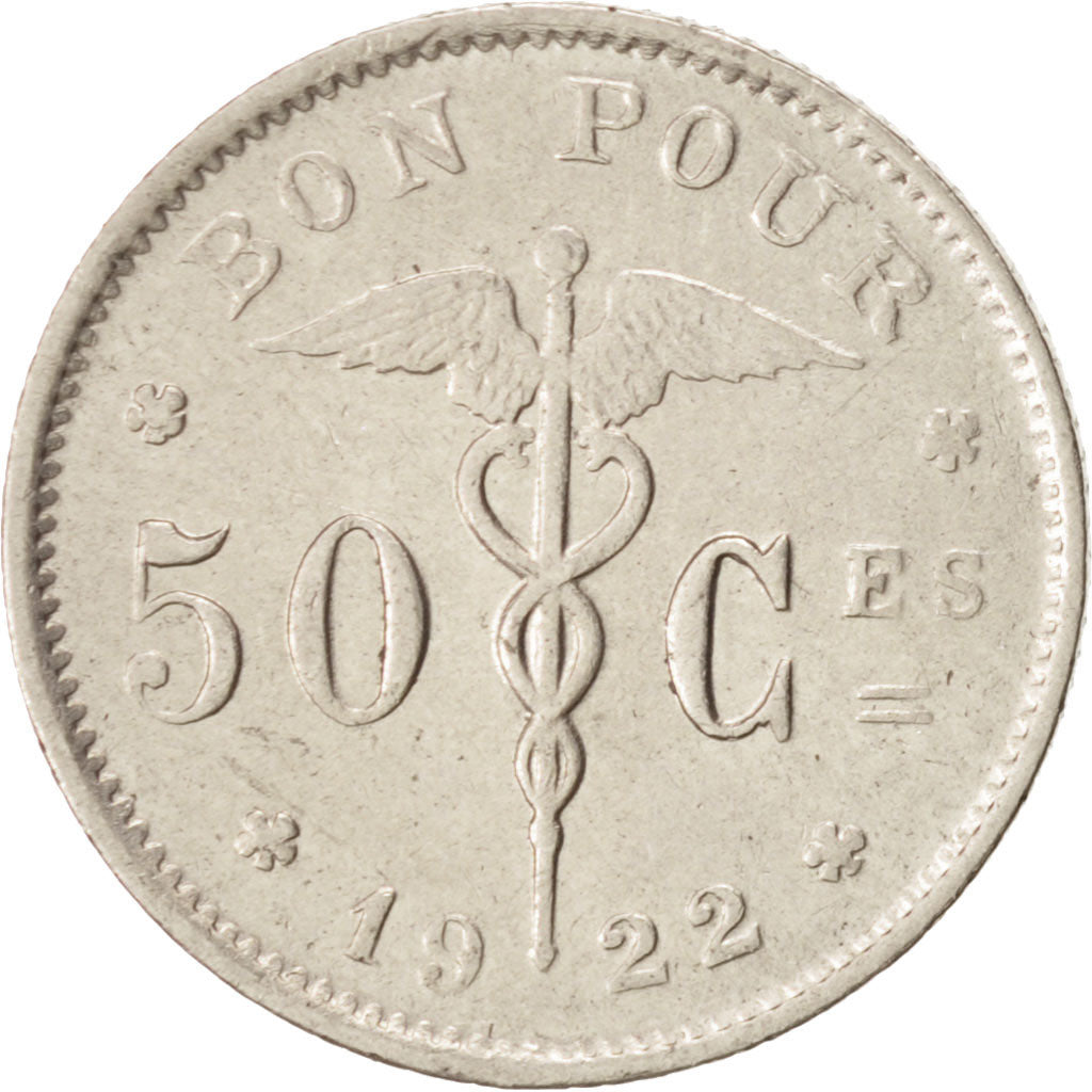 Coin, Belgium, 50 Centimes, 1922, EF(40-45), Nickel, KM:87
