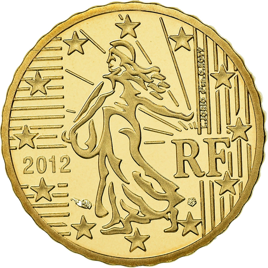 France, 10 Euro Cent, 2012, Proof / BE, MS(65-70), Brass, KM:1410