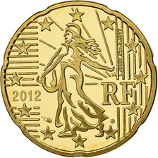 France, 20 Euro Cent, 2012, Proof / BE, MS(65-70), Brass, KM:1411