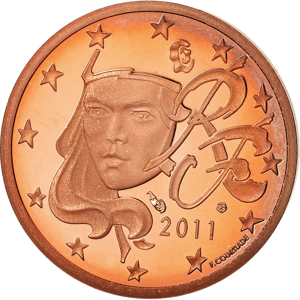 France, 2 Euro Cent, 2011, Proof / BE, MS(65-70), Copper Plated Steel, KM:1283