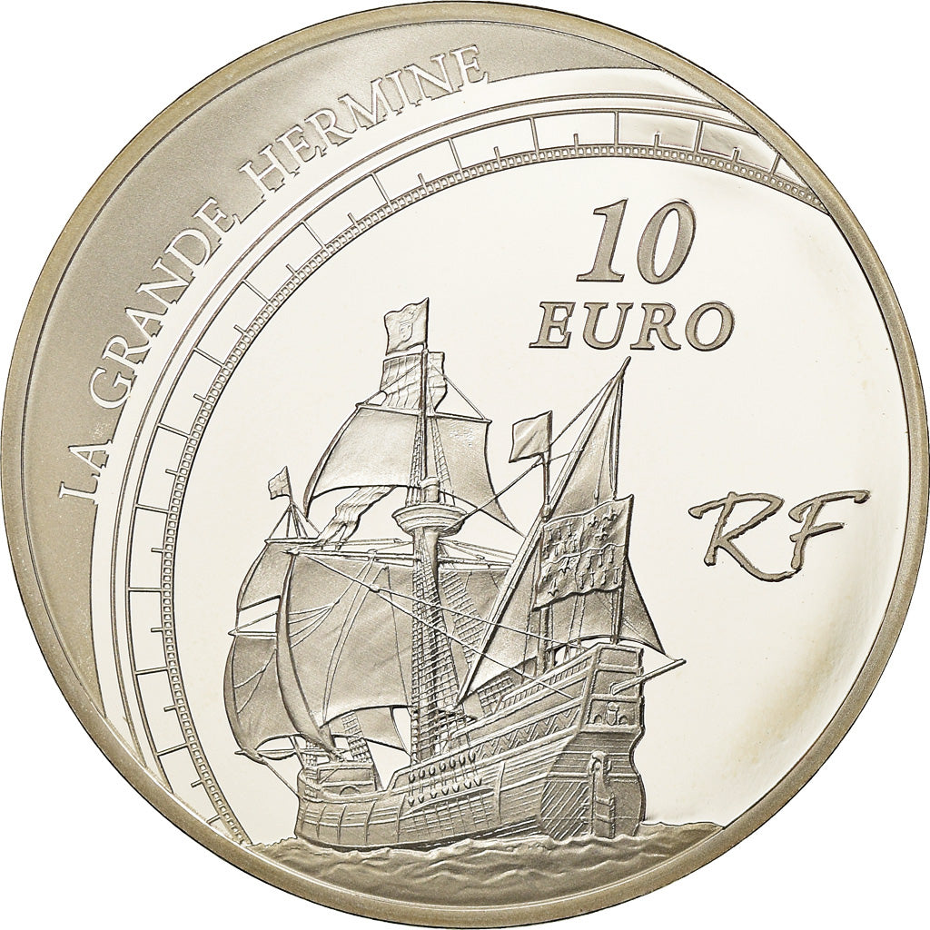 France, 10 Euro, Great Explorers - Jacques Cartier, 2011, Proof / BE, MS(65-70)