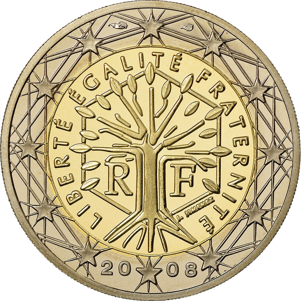 France, 2 Euro, 2008, Proof / BE, MS(65-70), Bi-Metallic, KM:1414