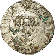 Monnaie, France, Charles VI, Blanc Guénar, Tours, TB, Billon, Duplessy:377A