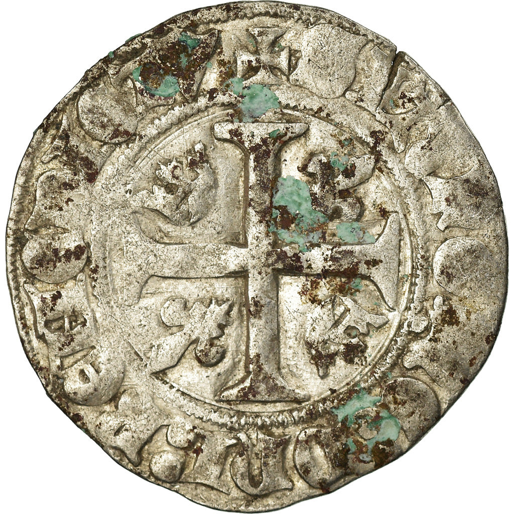 Monnaie, France, Charles VI, Blanc Guénar, Tours, TB, Billon, Duplessy:377A