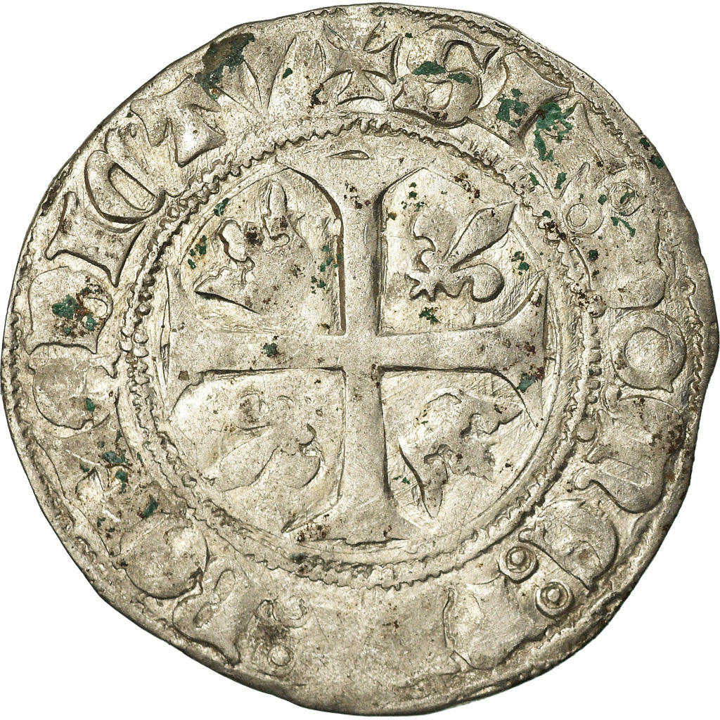 Coin, France, Charles VI, Blanc Guénar, Tours, VF(20-25), Billon, Duplessy:377A