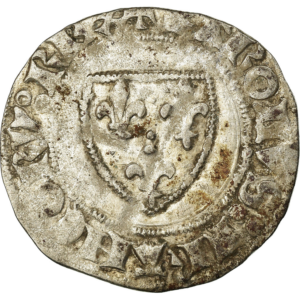 Coin, France, Charles VI, Blanc Guénar, Tours, VF(20-25), Billon, Duplessy:377A