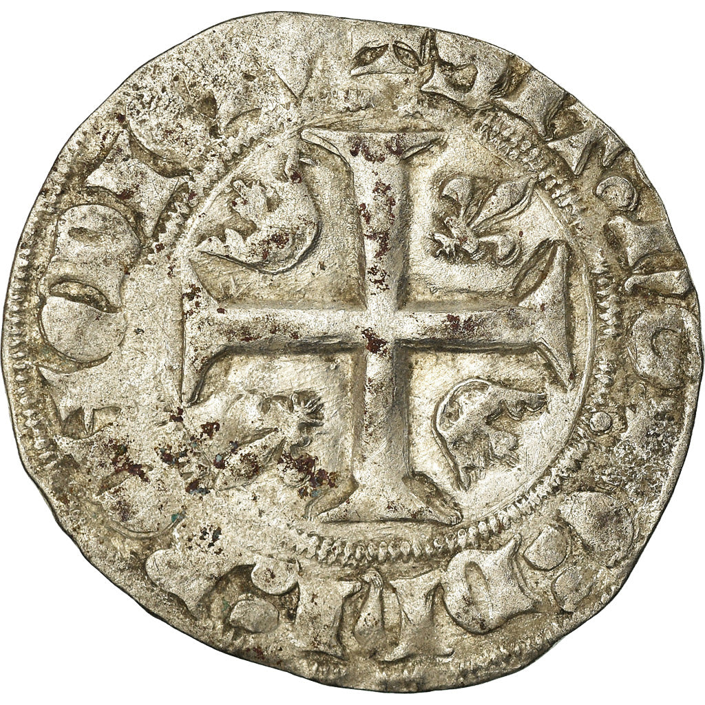 Coin, France, Charles VI, Blanc Guénar, Tours, VF(20-25), Billon, Duplessy:377A