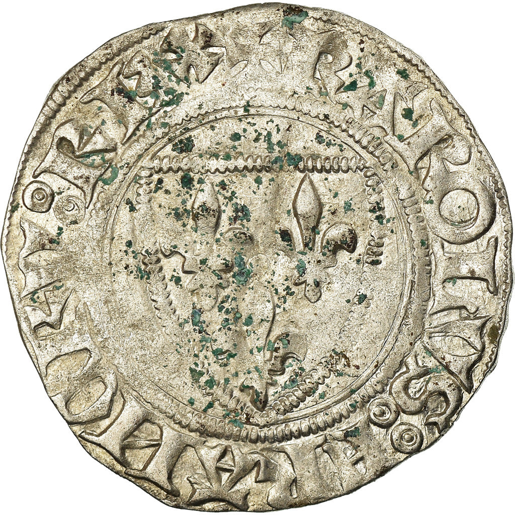 Coin, France, Charles VI, Blanc Guénar, Tours, VF(20-25), Billon, Duplessy:377A
