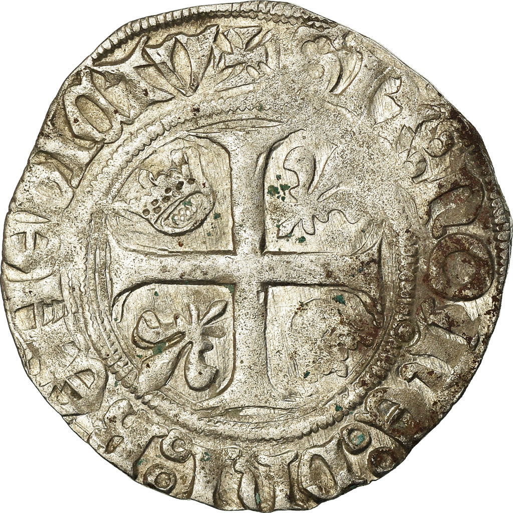 Coin, France, Charles VI, Blanc Guénar, Tours, VF(20-25), Billon, Duplessy:377A