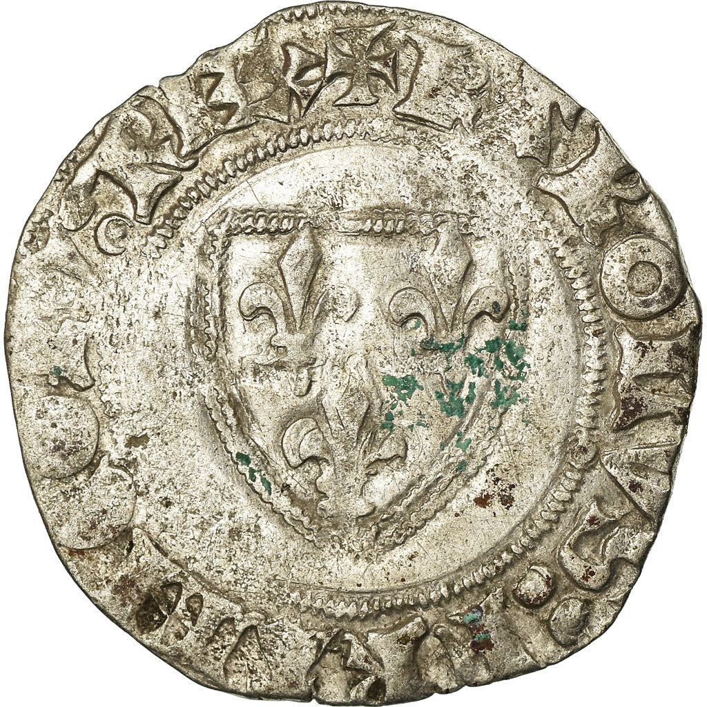 Coin, France, Charles VI, Blanc Guénar, Tours, VF(20-25), Billon, Duplessy:377A