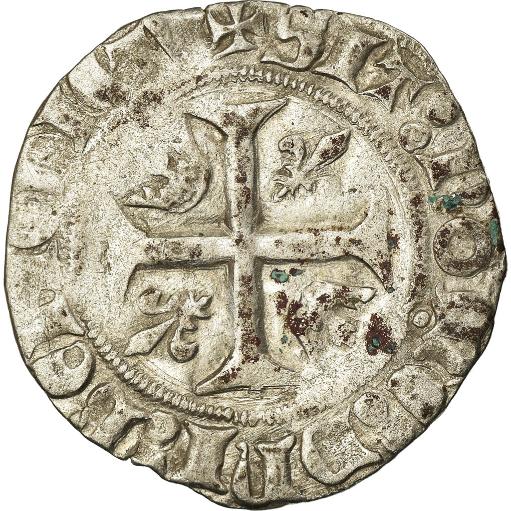 Coin, France, Charles VI, Blanc Guénar, Tours, VF(20-25), Billon, Duplessy:377A
