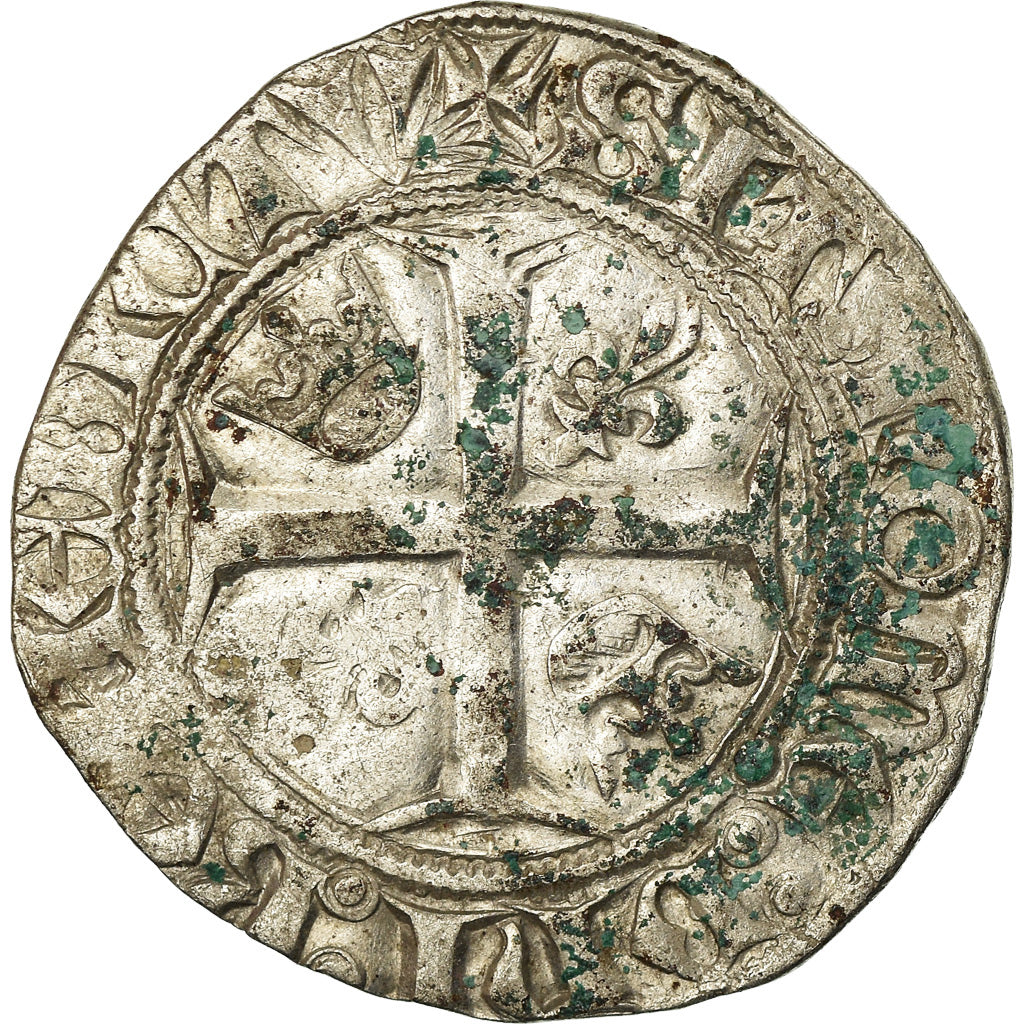 Monnaie, France, Charles VI, Blanc Guénar, Angers, TB, Billon, Duplessy:377A