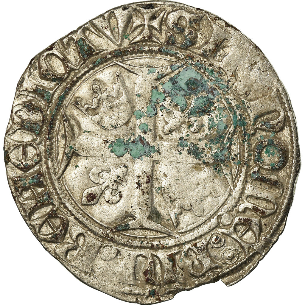 Coin, France, Charles VI, Blanc Guénar, Angers, VF(20-25), Billon