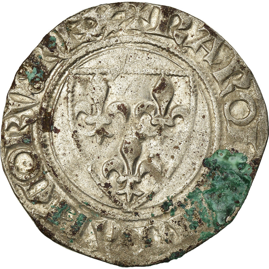 Coin, France, Charles VI, Blanc Guénar, Angers, VF(20-25), Billon