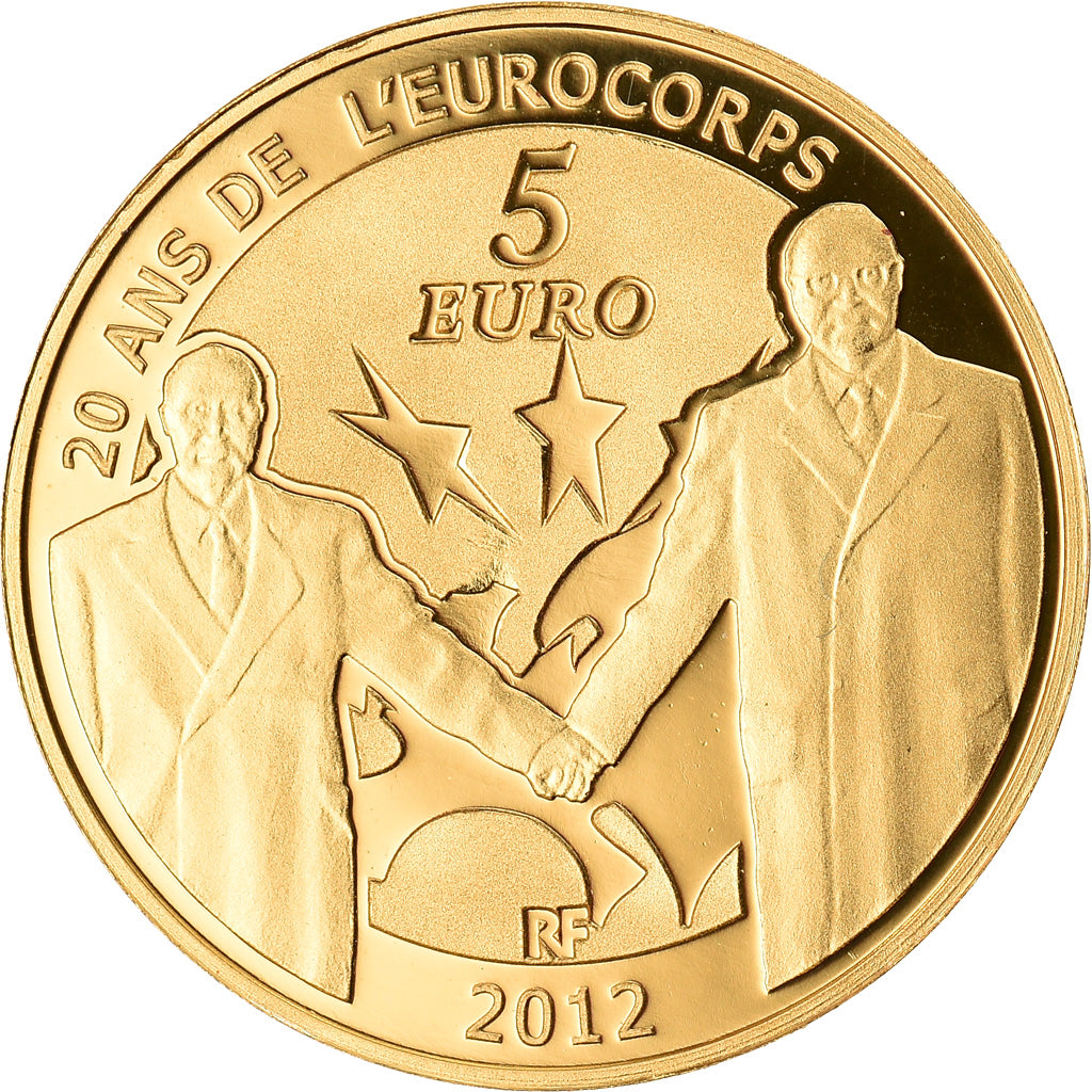 France, 5 Euro, 20 ans de l'Eurocorps, 2012, Paris, MS(65-70), Gold, KM:1851