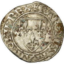Monnaie, France, Charles VI, Blanc Guénar, Angers, TB, Billon, Duplessy:377A