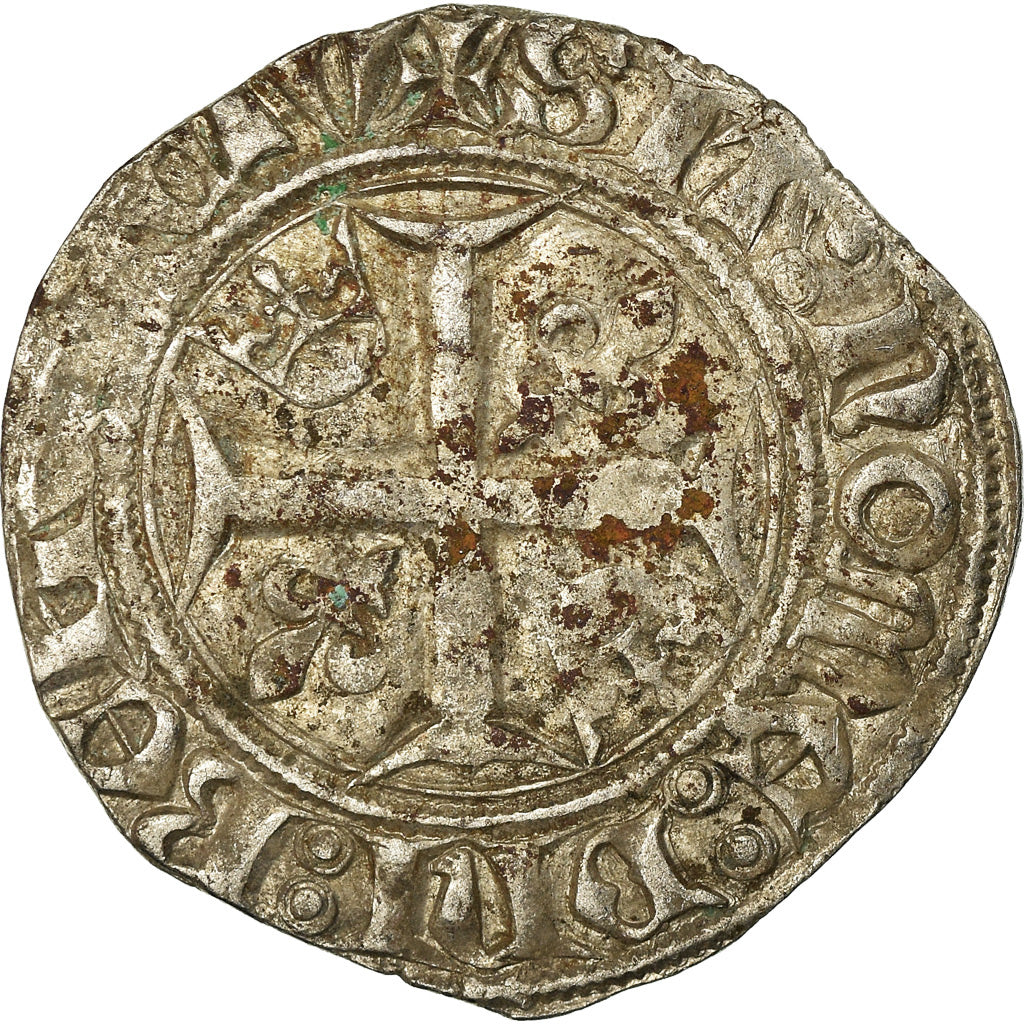 Monnaie, France, Charles VI, Blanc Guénar, Angers, TB+, Billon, Duplessy:377A
