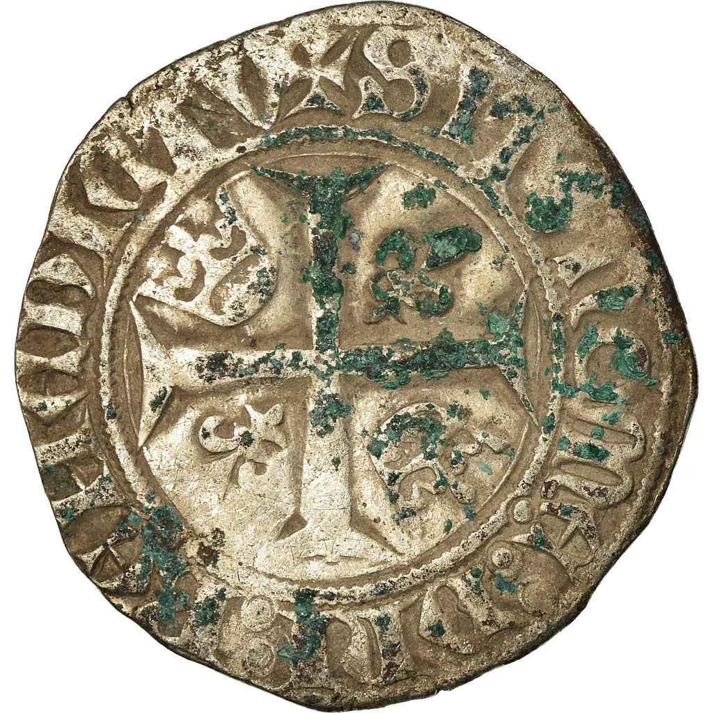 Coin, France, Charles VI, Blanc Guénar, Angers, VF(30-35), Billon