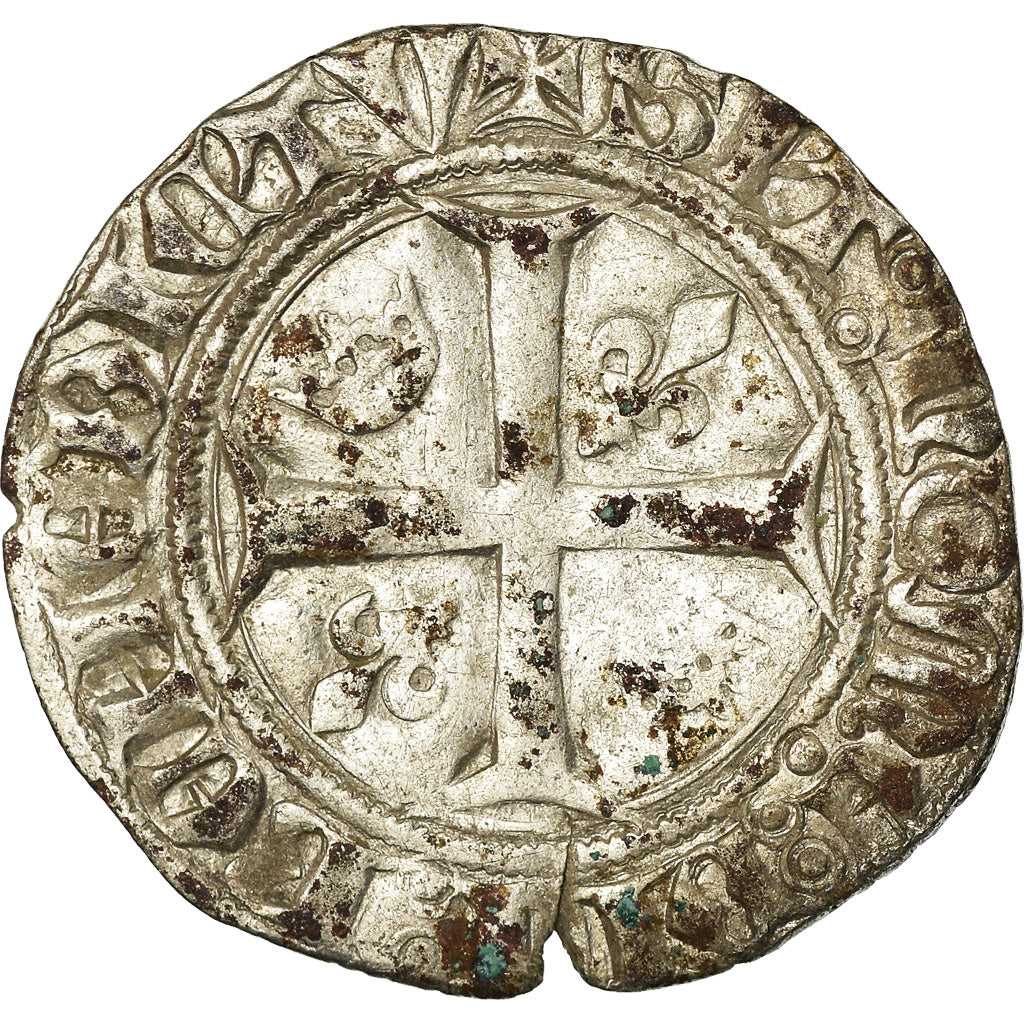 Coin, France, Charles VI, Blanc Guénar, Angers, VF(30-35), Billon