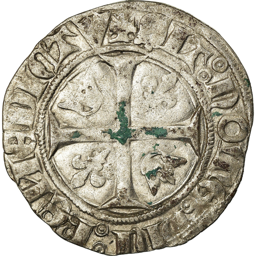 Coin, France, Charles VI, Blanc, Cremieu, VF(20-25), Billon, Duplessy:377A