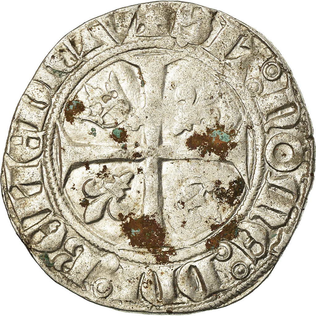 Coin, France, Charles VI, Blanc, Cremieu, VF(20-25), Billon, Duplessy:377A