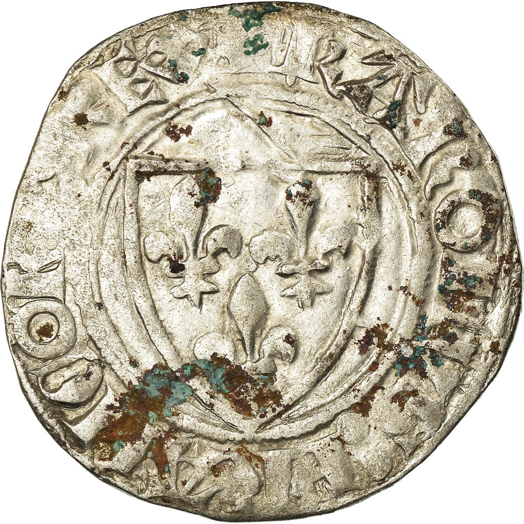Coin, France, Charles VI, Blanc, Cremieu, VF(30-35), Billon, Duplessy:377A