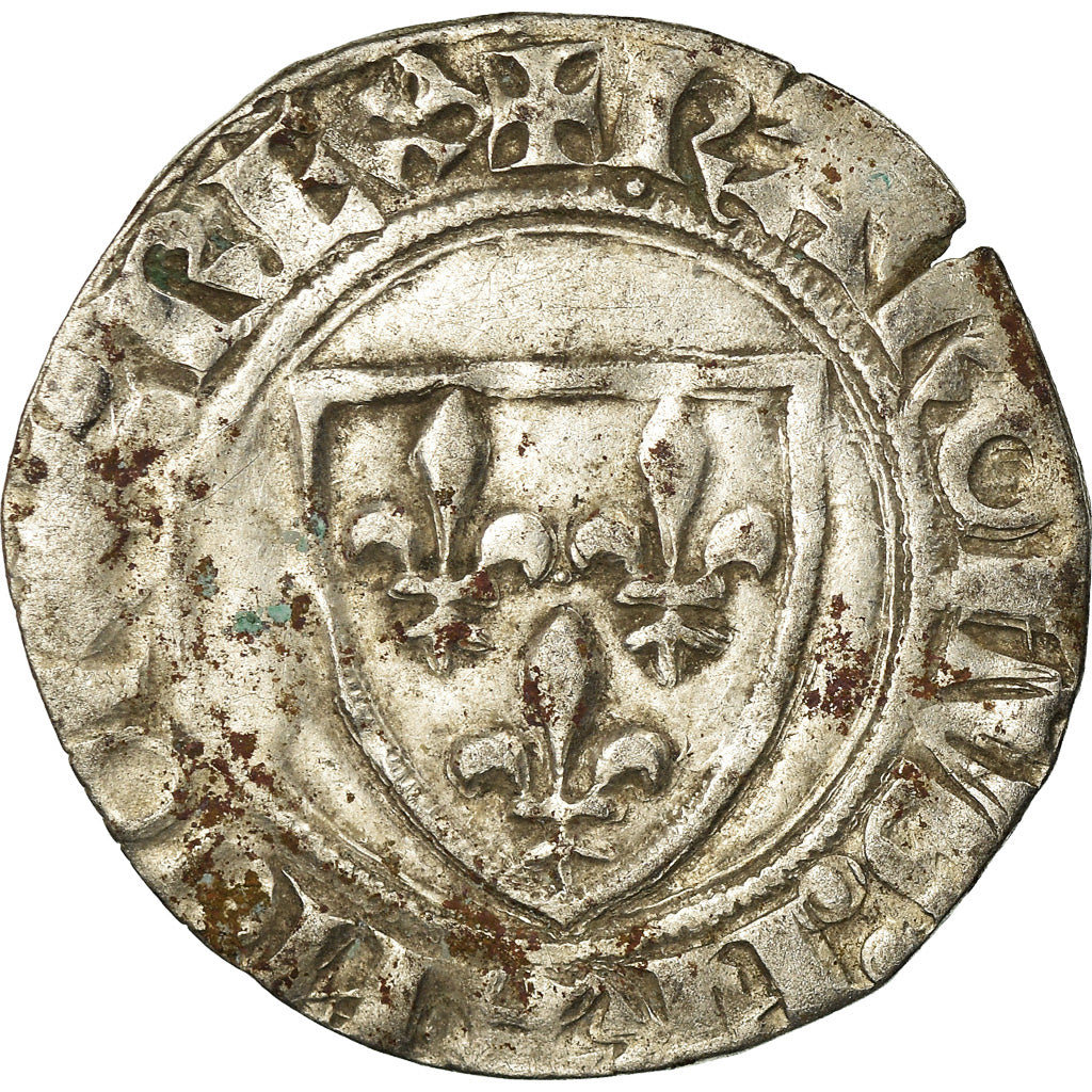 Coin, France, Charles VI, Blanc, Cremieu, VF(30-35), Billon, Duplessy:377A