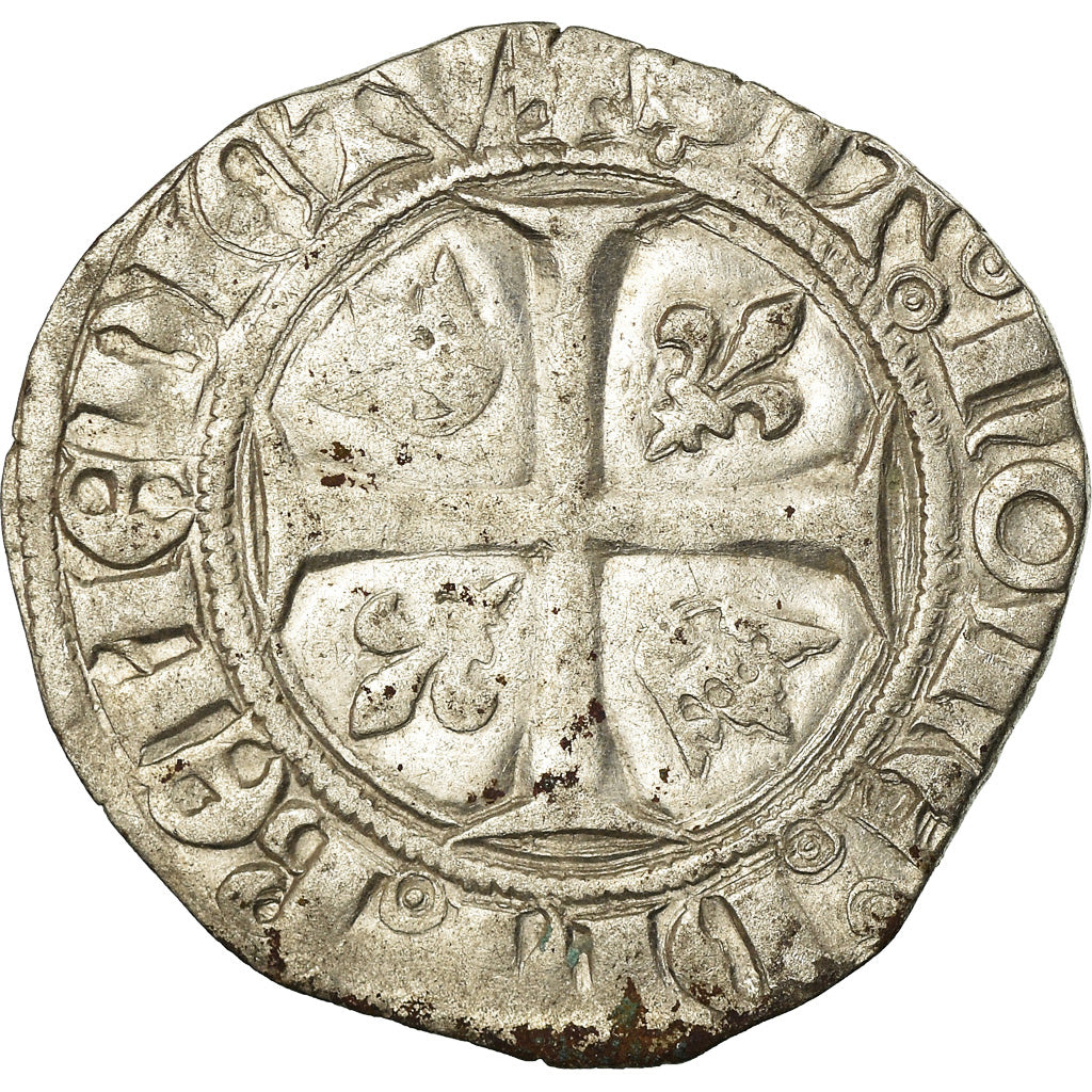 Coin, France, Charles VI, Blanc, Cremieu, VF(30-35), Billon, Duplessy:377A