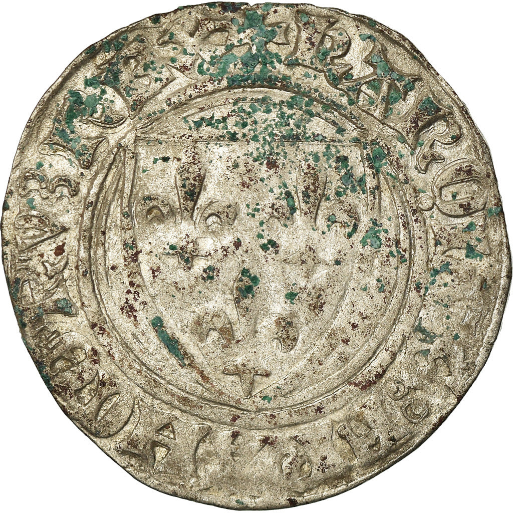 Coin, France, Charles VI, Blanc Guénar, Montpellier, VF(30-35), Billon