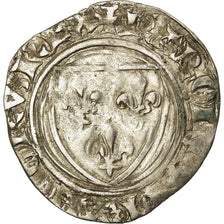 Coin, France, Charles VI, Blanc Guénar, Montpellier, VF(30-35), Billon