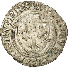 Coin, France, Charles VI, Blanc Guénar, Montpellier, VF(30-35), Billon