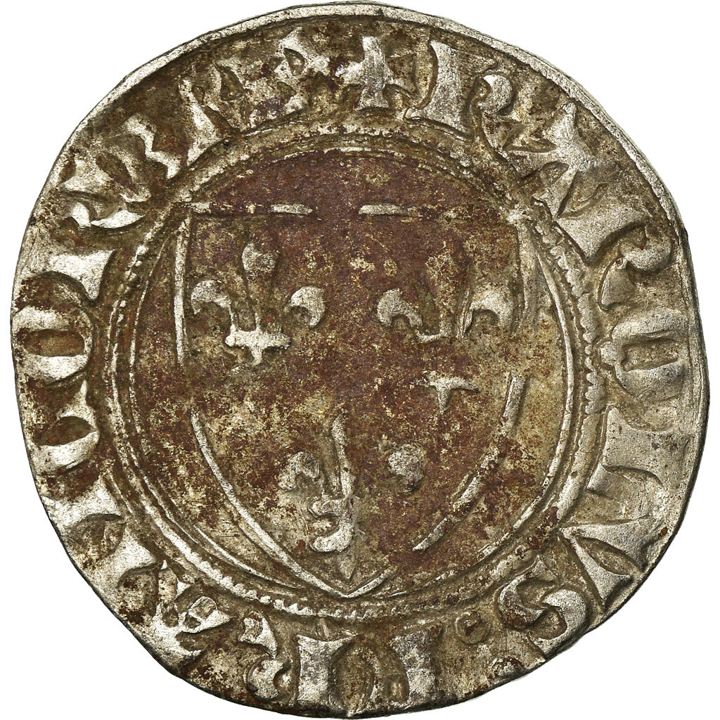 Münze, Frankreich, Charles VI, Blanc Guénar, Montpellier, S+, Billon