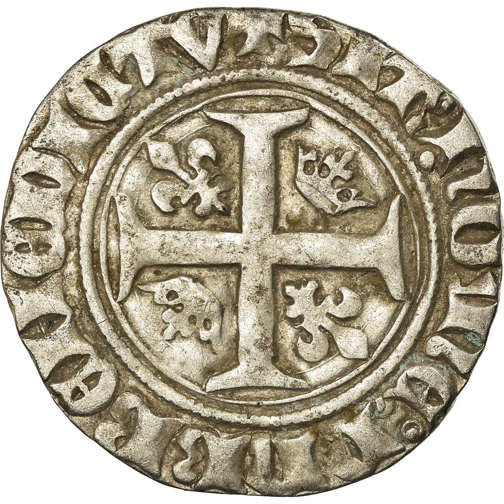 Münze, Frankreich, Charles VI, Blanc Guénar, Montpellier, S+, Billon