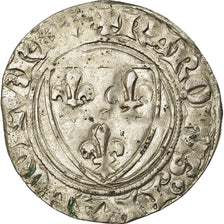 Coin, France, Charles VI, Blanc Guénar, Montpellier, VF(30-35), Billon