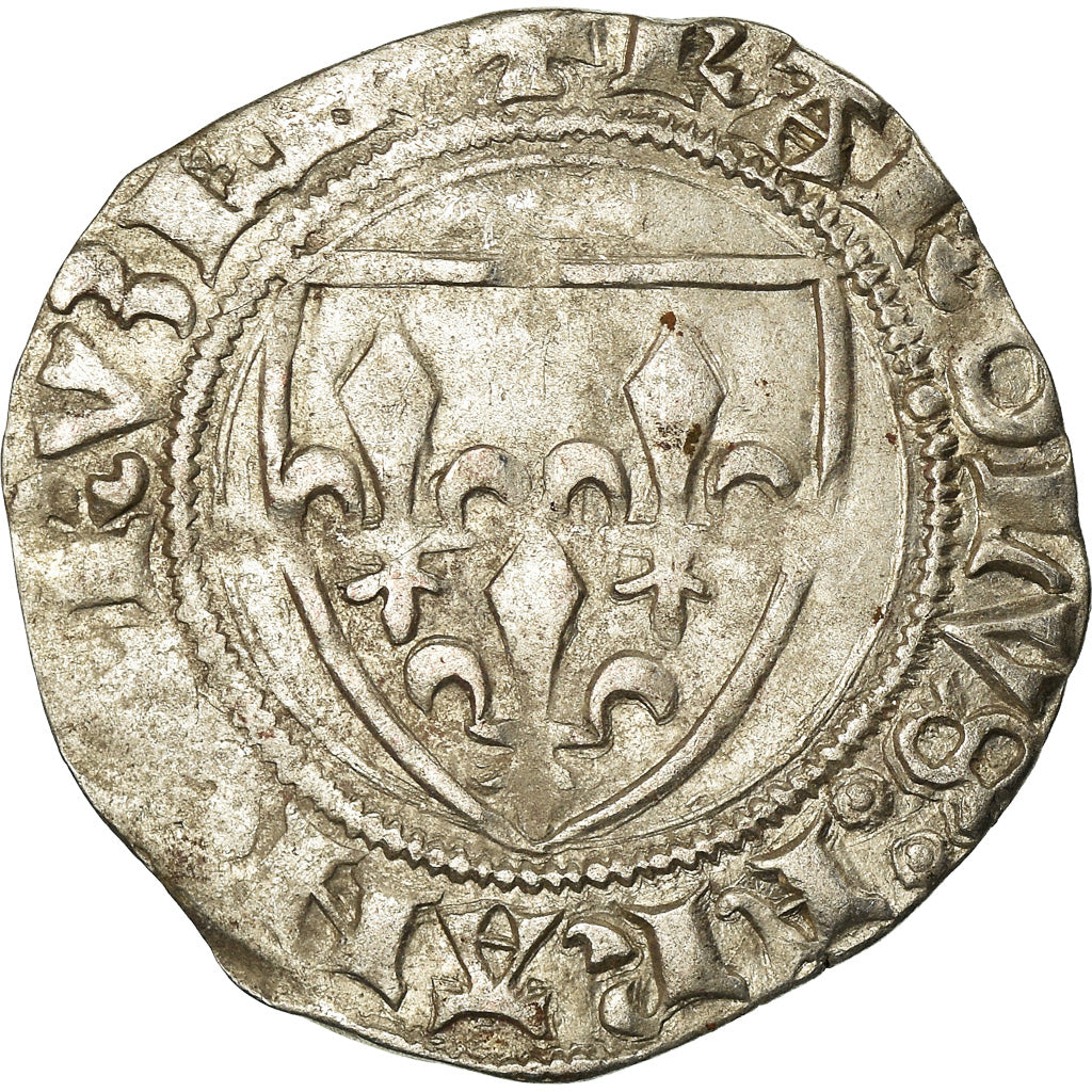 Coin, France, Charles VI, Blanc Guénar, Montpellier, VF(30-35), Billon