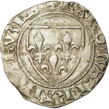 Coin, France, Charles VI, Blanc Guénar, Montpellier, VF(30-35), Billon