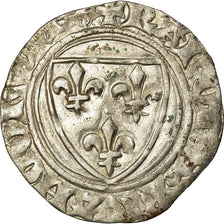 Coin, France, Charles VI, Blanc Guénar, Montpellier, VF(30-35), Billon