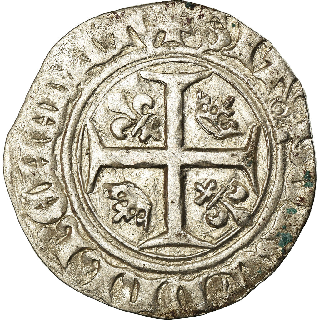 Coin, France, Charles VI, Blanc Guénar, Montpellier, VF(30-35), Billon