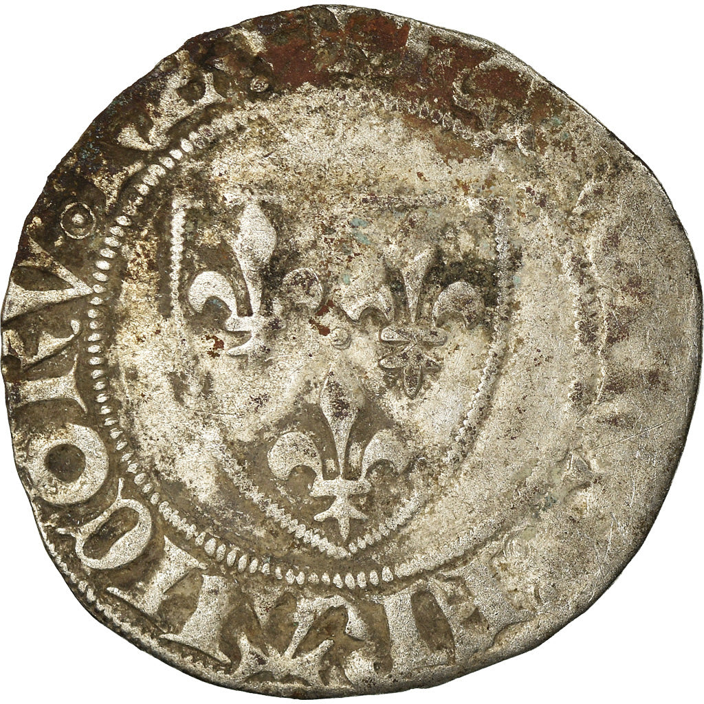 Monnaie, France, Charles VI, Blanc Guénar, Saint Lô, TB, Billon, Duplessy:377A