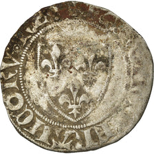 Monnaie, France, Charles VI, Blanc Guénar, Saint Lô, TB, Billon, Duplessy:377A